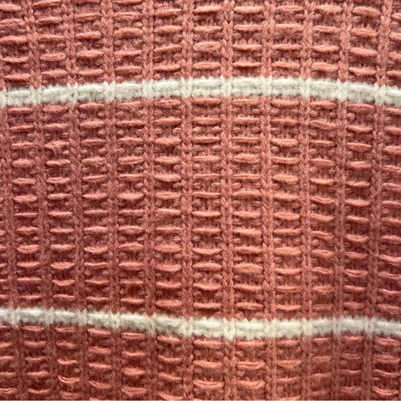 Ann Taylor Wool Blend Pink White Stripe Ribbed Turtleneck Sweater. Size Large. - Picture 8 of 11